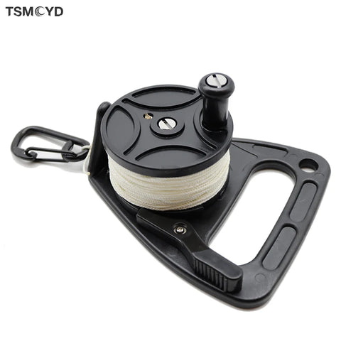 Black 150 ft Line SMB Dive Wreck Cave Diving Reel Diver Snorkeling with Handle Thumb Stopper Clip Hook  Underwater Scuba Diving