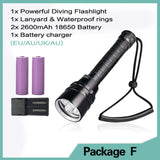 Professional Super Powerful 8000LM led Scuba Diving IPX8 Waterproof Flashlight Diver Light LED Underwater Torch Lamp Lanterna