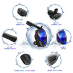 Scuba Diving Mask, Full Face, Anti Fog, Underwater, Wide View Snorkel, Waterproof Swimming Masks, Camera Mount, Adult Youth