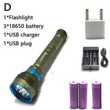 2024 new 8000LM high power Waterproof Diving Flashlight T6 L2 Underwater light 3 Modes 18650/26650 Scuba Flash Light