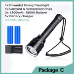 Professional Super Powerful 8000LM led Scuba Diving IPX8 Waterproof Flashlight Diver Light LED Underwater Torch Lamp Lanterna