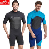 SBART 2MM Neoprene Wetsuit Men Keep Warm Swimming Scuba Diving Bathing Suit Short Sleeve Triathlon Wetsuit for Surf Snorkeling