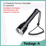 Professional Super Powerful 8000LM led Scuba Diving IPX8 Waterproof Flashlight Diver Light LED Underwater Torch Lamp Lanterna