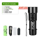 XHP160 LED High Power Diving Torch IPX8 Professional Diving Flashlight 26650 Underwater Lantern Scuba Diving Waterproof Lamp