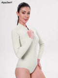 2mm Women's Surfing Diving Swimwear Neoprene Keep Warm Split Wetsuit Long Sleeve Snorkeling Scuba Dive Suit Pink White Swimsuit