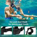 Wet Gopro Mount Low Volume Diving Mask Tempered Glass Freedive Mask J-type Diving Mask Snorkel Set with Camera Mount Black