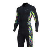 1.5mm Neoprene Shorty Mens Wetsuit UV-proof Front Zip Lycra Long Sleeves Diving Suit for Underwater Snorkeling Swimming Surfing