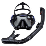 Junhaiins Snorkeling Set Anti-Fog Silicone Tempered Glass Diving Mask, Adult Goggles Leak-Proof Snorkeling Mask for Man