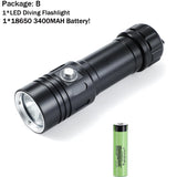 Ekaiou Diving Light 2000 Lumens Super Bright Scuba Dive Flashlight IP68 Waterproof For 100m Underwater Diving Catching Fish Lamp