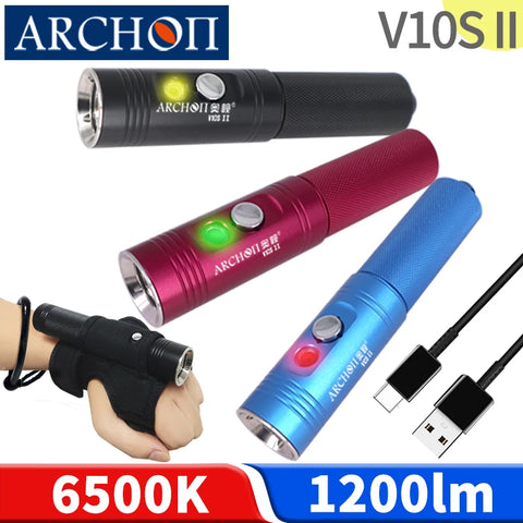 V10S II 1200lm Diving light Scuba 6500K Scuba diving flashlight Underwater 100m dive torch Submarine light Night dive freediving