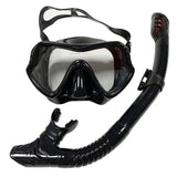 Junhaiins Snorkeling Set Anti-Fog Silicone Tempered Glass Diving Mask, Adult Goggles Leak-Proof Snorkeling Mask for Man