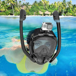 Snorkeling Mask 180°Panoramic View Silicone Dry Top Snorkeling Diving Swimming Goggles with 2 Snorkels Anti-Fog Anti-Leak