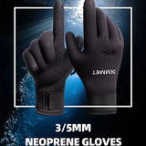 DEMMET Dive Gloves 3/5MM Neoprene Five Finger Warm Wetsuit Winter Gloves for Scuba Diving Snorkeling Surfing