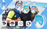 Full Face Snorkel Mask Snorkeling with Camera Mount 180 Degree Panoramic View Anti-Fog Anti-Leak Snorkeling Set for Adult Kids