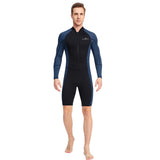 1.5mm Neoprene Shorty Mens Wetsuit UV-proof Front Zip Lycra Long Sleeves Diving Suit for Underwater Snorkeling Swimming Surfing