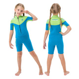 Children's Wetsuit Boys 3MM Neoprene Short Sleeves Zip Front Thermal Warm Surfing Suit Girls Snorkeling Swimming Suit Swimwear