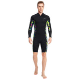 1.5mm Neoprene Shorty Mens Wetsuit UV-proof Front Zip Lycra Long Sleeves Diving Suit for Underwater Snorkeling Swimming Surfing