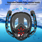 Snorkeling Mask 180°Panoramic View Silicone Dry Top Snorkeling Diving Swimming Goggles with 2 Snorkels Anti-Fog Anti-Leak