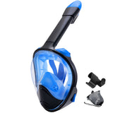 Full Face Snorkel Mask Snorkeling with Camera Mount 180 Degree Panoramic View Anti-Fog Anti-Leak Snorkeling Set for Adult Kids