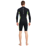 1.5mm Neoprene Shorty Mens Wetsuit UV-proof Front Zip Lycra Long Sleeves Diving Suit for Underwater Snorkeling Swimming Surfing