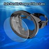 Oval Diving Mask Spearfishing Mask Classic Retro-Style Panoramic Wide View Scuba Goggles Tempered Glass Lens for Adults