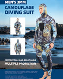 DEMMET Hooded Camouflage 3MM Two-piece Neoprene Wetsuit For Scuba Diving Swimming Underwater Hunting Wetsuit Keeps Warm And Cold