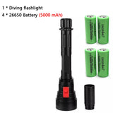 8000 Lumens 4*XHP70 Underwater Super Brightness Diving Flashlight 26650 Waterproof Scuba flash light 3-Modes Dive headlight