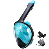 Full Face Snorkel Mask Snorkeling with Camera Mount 180 Degree Panoramic View Anti-Fog Anti-Leak Snorkeling Set for Adult Kids