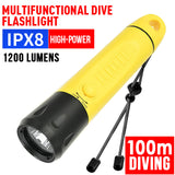 XM L2 LEDIPX68 waterproof underwater 100 meter diving light with built-in 6000mAh rechargeable battery, scuba diving flashlight