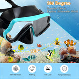 Diving Mask Swimming Goggles Scuba Snorkel Silicone Skirt Tempered Glass Panoramic HD For Adult Youth Anti-Fog with Nose Cover