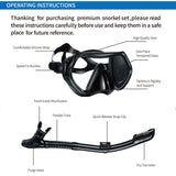 مجموعة قناع الغوص والغطس للبالغين من الزجاج المقوى للغوص الاحترافي والغطس البانورامي ومجموعة تدريب السباحة والغطس