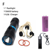 Waterproof IPX8 Diving Flashlight L2 LED Scuba Diver Diving Light 100M 26650 Waterproof Lantern Camping Fishing LED Torch