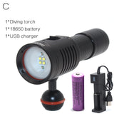 3000 Lumens LED Diving Flashlight 4x XP-G2 White + 2x XPE Red Underwater Scuba Photography Video Photography Waterproof Light