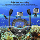 Full Face Snorkel Mask 180°Panoramic View Silicone Dry Top Snorkeling Diving Swimming Goggles With 2 Snorkels Anti-Fog Anti-Leak