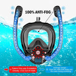 Snorkeling Mask 180°Panoramic View Silicone Dry Top Snorkeling Diving Swimming Goggles with 2 Snorkels Anti-Fog Anti-Leak