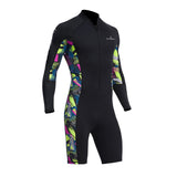 1.5mm Neoprene Shorty Mens Wetsuit UV-proof Front Zip Lycra Long Sleeves Diving Suit for Underwater Snorkeling Swimming Surfing