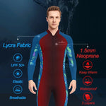 1.5mm Neoprene Shorty Mens Wetsuit UV-proof Front Zip Lycra Long Sleeves Diving Suit for Underwater Snorkeling Swimming Surfing