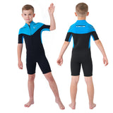 Children's Wetsuit Boys 3MM Neoprene Short Sleeves Zip Front Thermal Warm Surfing Suit Girls Snorkeling Swimming Suit Swimwear