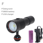 3000 Lumens LED Diving Flashlight 4x XP-G2 White + 2x XPE Red Underwater Scuba Photography Video Photography Waterproof Light