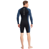 1.5mm Neoprene Shorty Mens Wetsuit UV-proof Front Zip Lycra Long Sleeves Diving Suit for Underwater Snorkeling Swimming Surfing