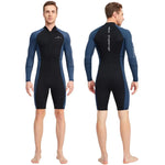 1.5mm Neoprene Shorty Mens Wetsuit UV-proof Front Zip Lycra Long Sleeves Diving Suit for Underwater Snorkeling Swimming Surfing