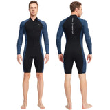 1.5mm Neoprene Shorty Mens Wetsuit UV-proof Front Zip Lycra Long Sleeves Diving Suit for Underwater Snorkeling Swimming Surfing