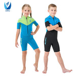 Children's Wetsuit Boys 3MM Neoprene Short Sleeves Zip Front Thermal Warm Surfing Suit Girls Snorkeling Swimming Suit Swimwear