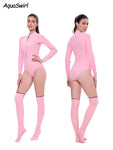 2mm Women's Surfing Diving Swimwear Neoprene Keep Warm Split Wetsuit Long Sleeve Snorkeling Scuba Dive Suit Pink White Swimsuit