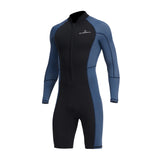 1.5mm Neoprene Shorty Mens Wetsuit UV-proof Front Zip Lycra Long Sleeves Diving Suit for Underwater Snorkeling Swimming Surfing