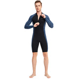 1.5mm Neoprene Shorty Mens Wetsuit UV-proof Front Zip Lycra Long Sleeves Diving Suit for Underwater Snorkeling Swimming Surfing